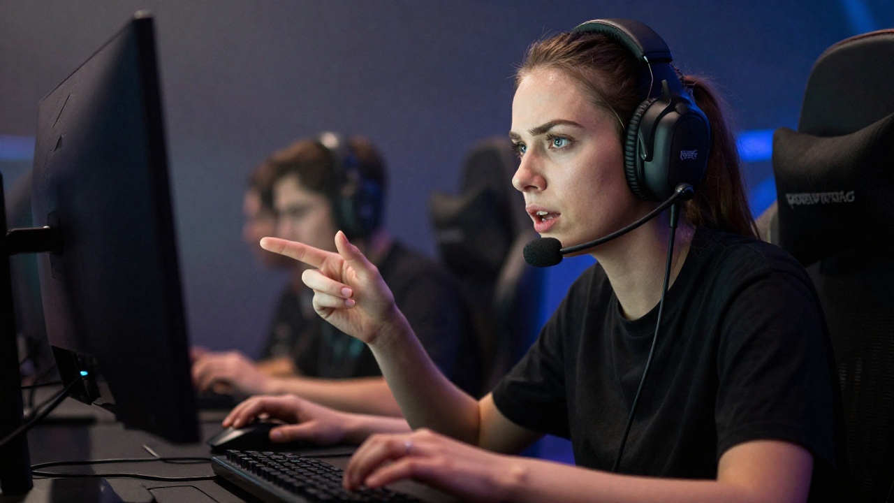 Сцена турнира CS2: игровое место, монитор, оборудование